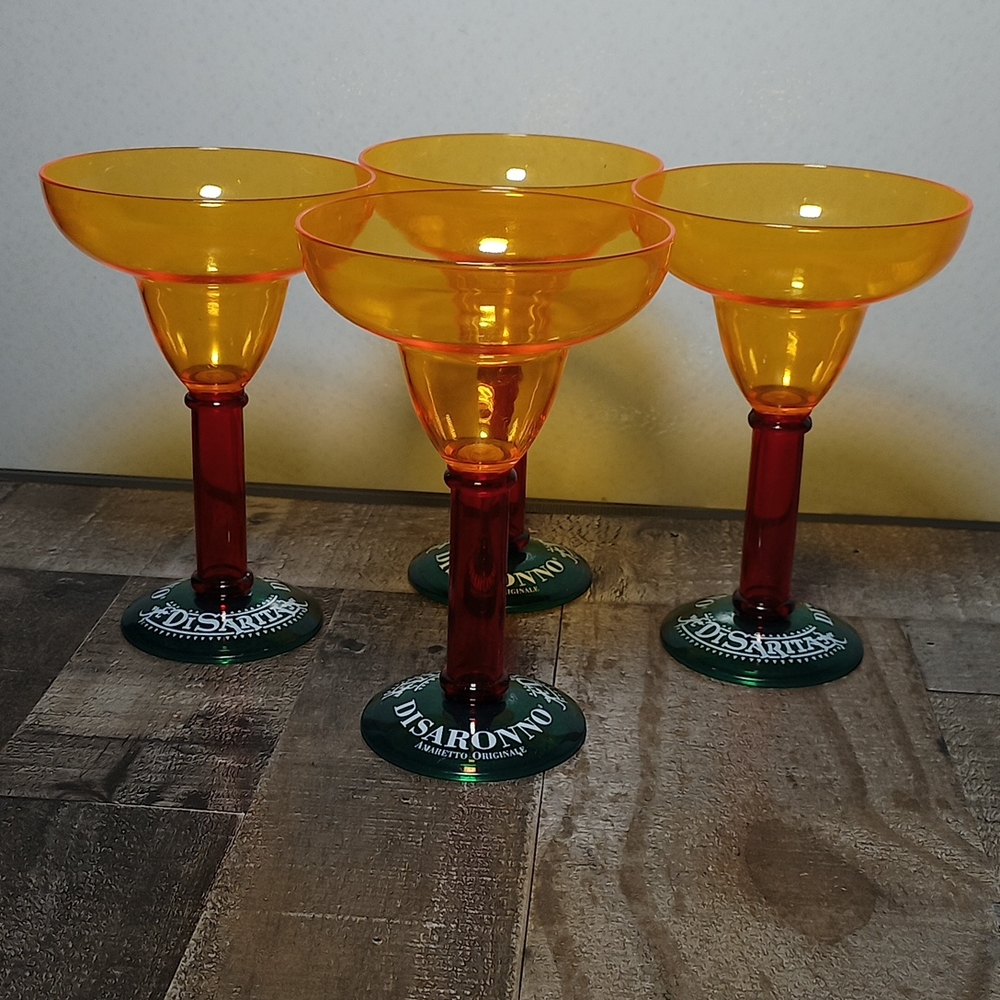 Vintage Disaronno DiSarita Hard Acrylic Plastic Stemware Set of 4